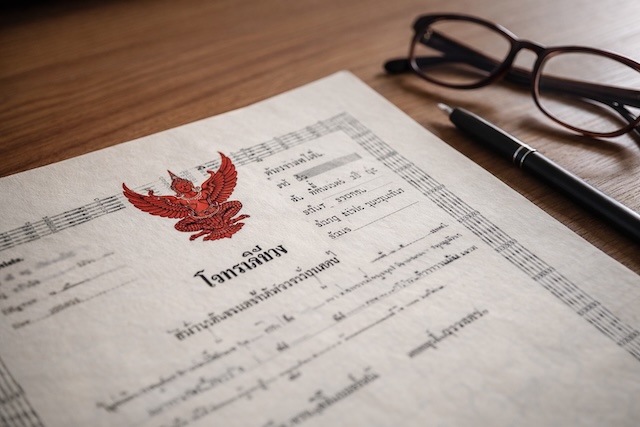 Official Chanote land title document issued by the Thailand Land Department, showing the red Garuda emblem