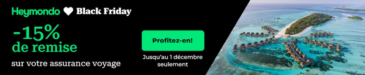 Promotion Black Friday Heymondo 2025 avec -15% à -40% sur l’assurance voyage