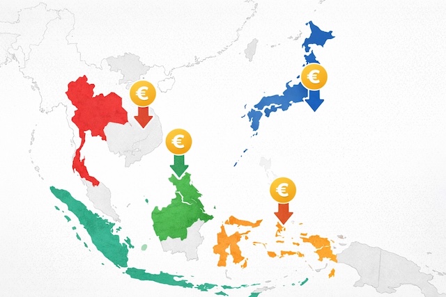 carte frais bancaires Thaïlande Japon Vietnam Indonésie : comparaison pertes retraits ATM paiements carte Asie