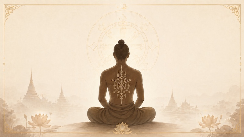 Illustration symbolique des règles morales après un tatouage Sak Yant