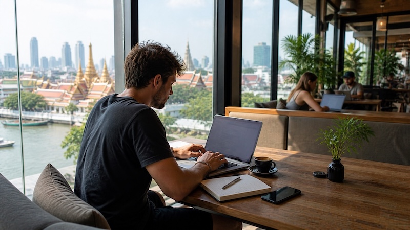 Nomade digital travaillant en Thaïlande avec un visa DTV